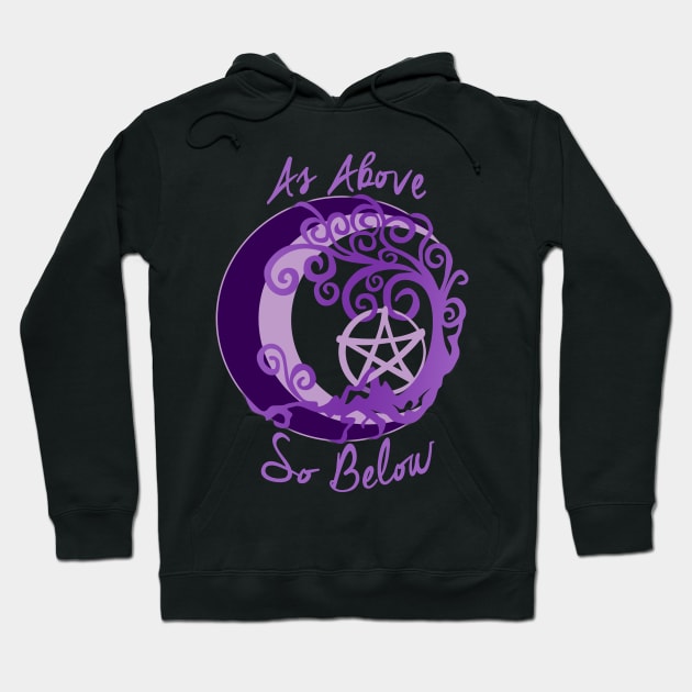 Wiccan Pagan Witch Tree of Life, As Above, So Below Art pentacle Hoodie by BeesEz